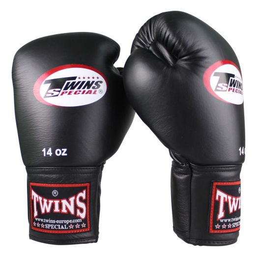 Twins Boxing Gloves Bgvf Short Velcro | Black | Genuine Leather